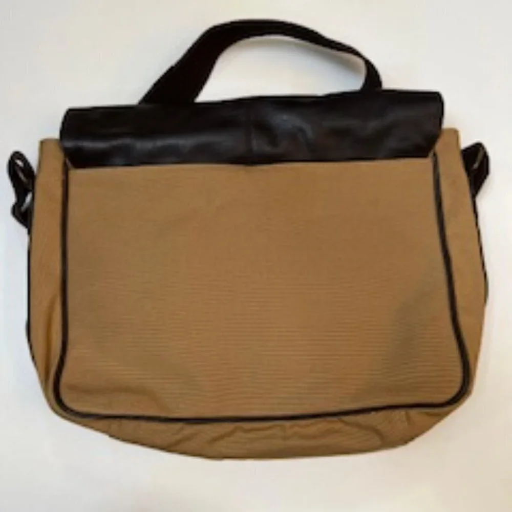 Winn International Cotton Canvas Messenger Bag W/Leather Style 2414